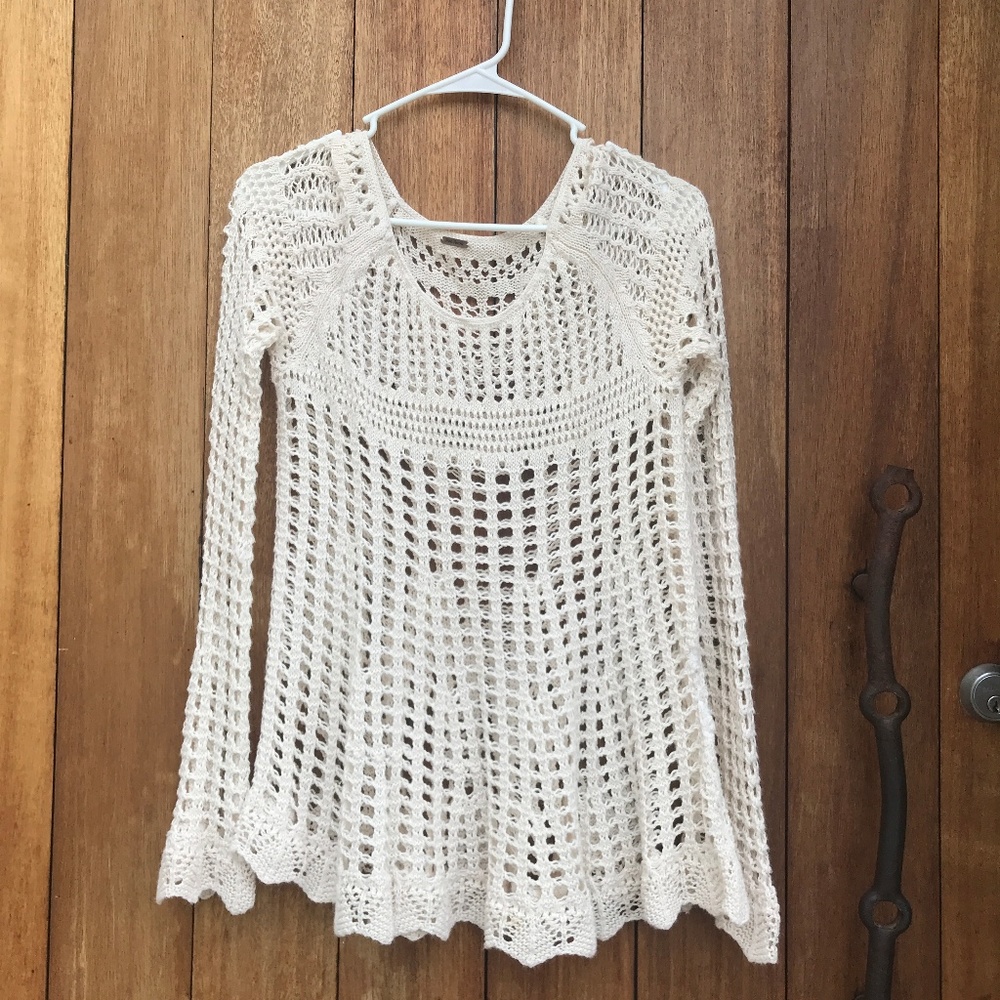 Free People Crochet long sleeve top